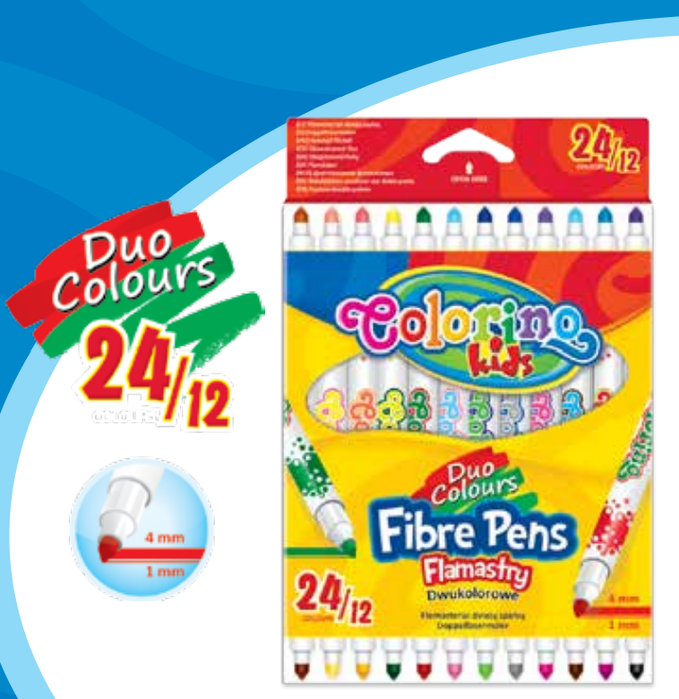 Double colour Fibre Pen 12pcs / 24 colors